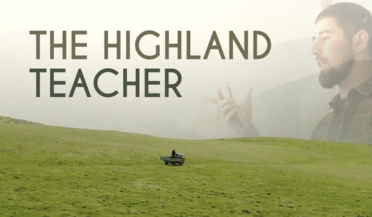 A teacher navigates through treacherous terrain to reach his students in a highland village